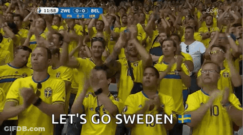 Crowd Watching Soccer Let's Go Sweden GIF