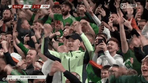 Crowd Watching Soccer Scoreboard Ireland 2-0 Por GIF