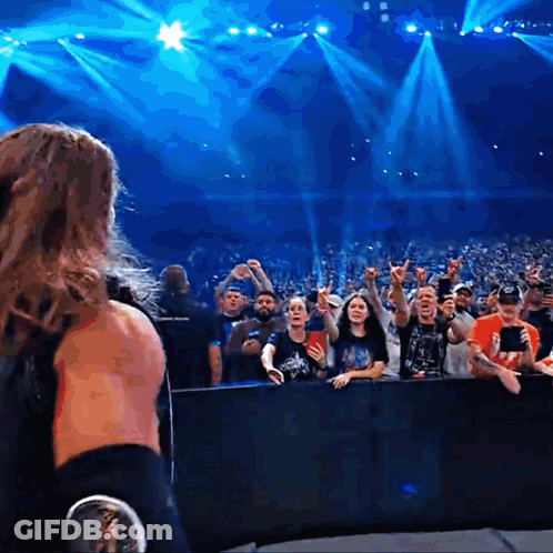Crowd Watching Wrestler In Ring GIF