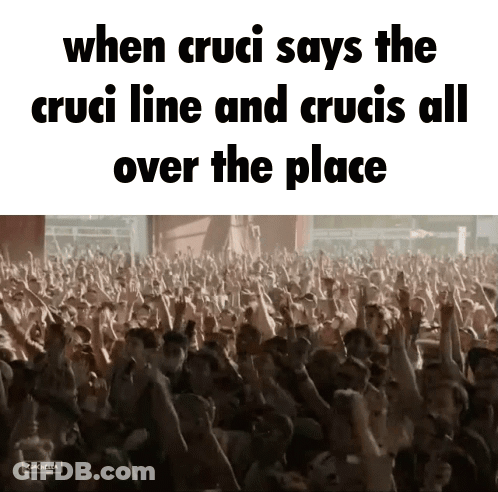 Crowd With Arms Up Cruci Line GIF