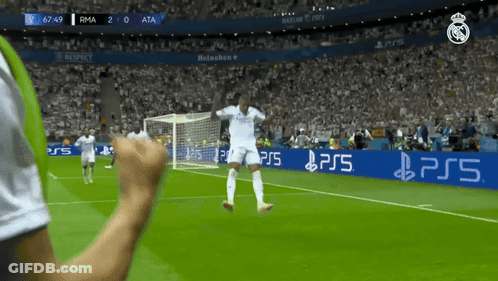 Crowd With Arms Up Saying Hala Madrid GIF