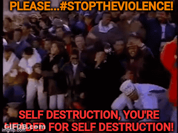 Crowd With Please Stop The Violence Self Destruction GIF