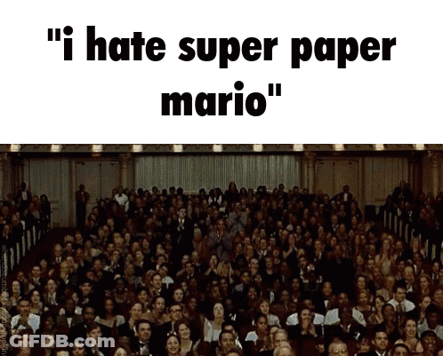 Crowd With Text I Hate Super Paper Mario GIF
