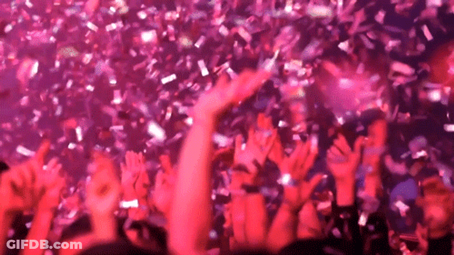 Crowded Place Falling Confetti GIF