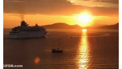 Cruise Ship At Sunset GIF