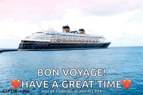 Cruise Ship With Bon Voyage GIF