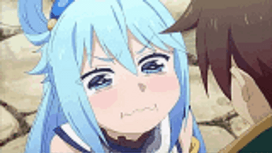 Crying Anime Aqua Girl GIF