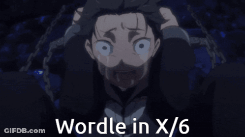 Crying Anime Character With Wordle In X / 6 GIF