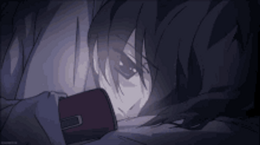 Crying Anime Covers Phone GIF