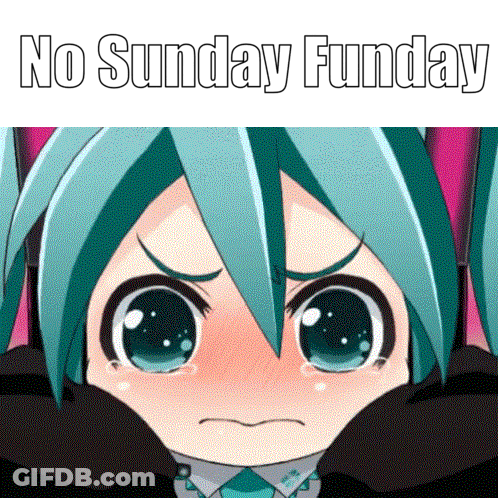 Crying Anime Girl Saying No Sunday Funday GIF