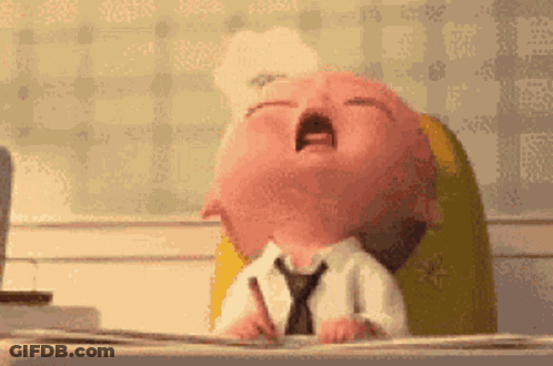 Crying Baby In Suit And Tie At Desk GIF