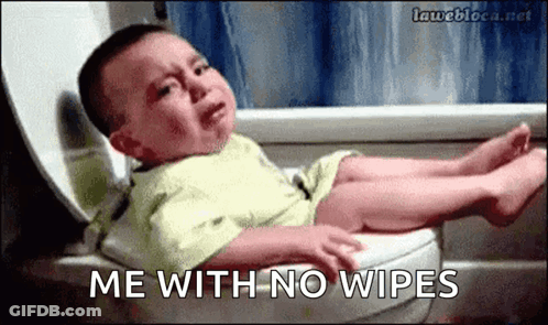 Crying Baby Lying On Toilet Me With No Wipes GIF