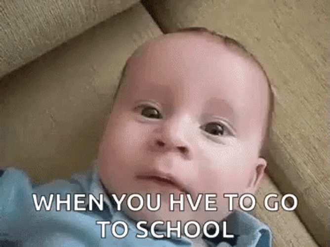 Crying Baby No To School Meme GIF