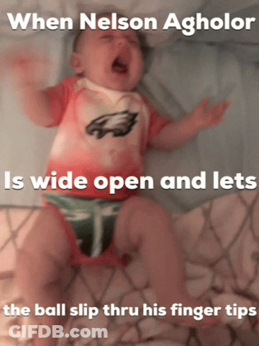 Crying Baby Wearing Eagles Shirt GIF