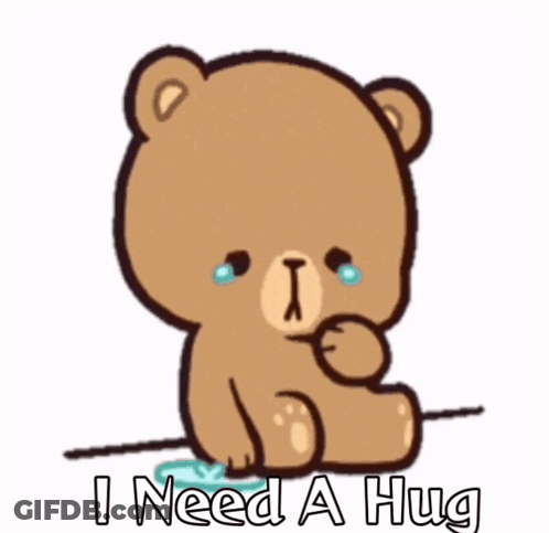 Crying Brown Teddy Bear Needs Hug GIF