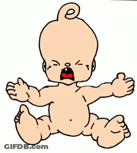Crying Cartoon Baby Sitting With Mouth Open GIF