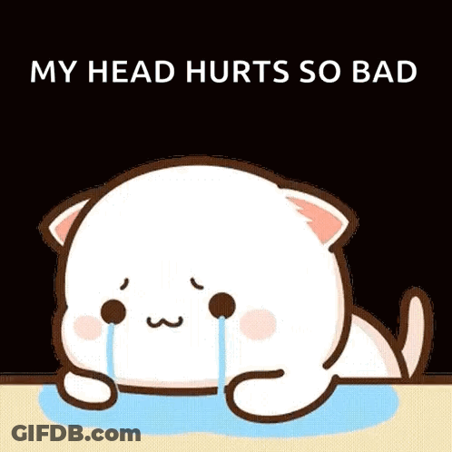 Crying Cartoon Cat My Head Hurts GIF