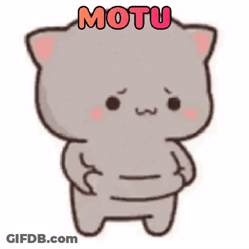 Crying Cartoon Cat With Motu Text GIF