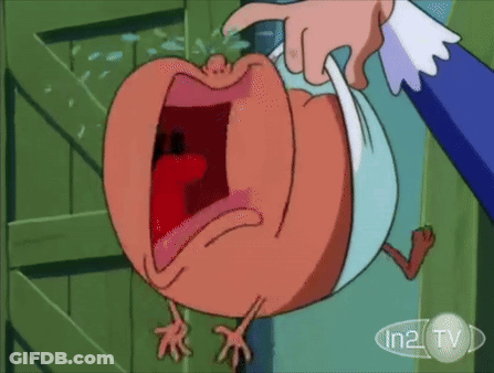 Crying Cartoon Character Held By Person In2 TV GIF