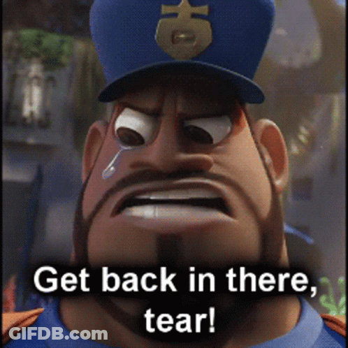 Crying Cartoon Cop Get Back In There Tear GIF