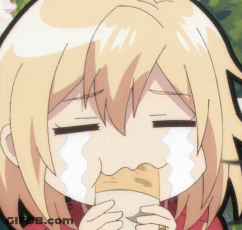 Crying Cartoon Girl Eating Food GIF