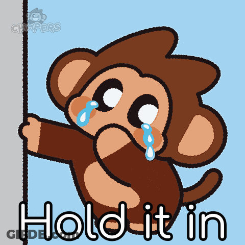 Crying Cartoon Monkey Saying Hold It In GIF