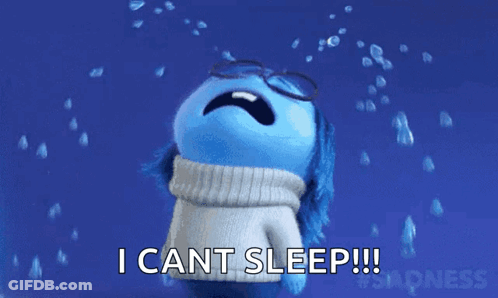 Crying Cartoon Saying I Can't Sleep GIF