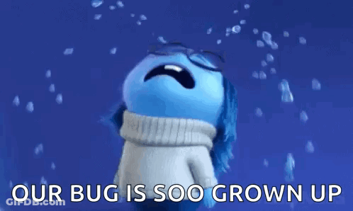 Crying Cartoon Saying Our Bug Is Soo Grown Up GIF