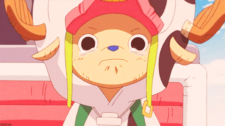 Crying Chopper In Cow Costume GIF