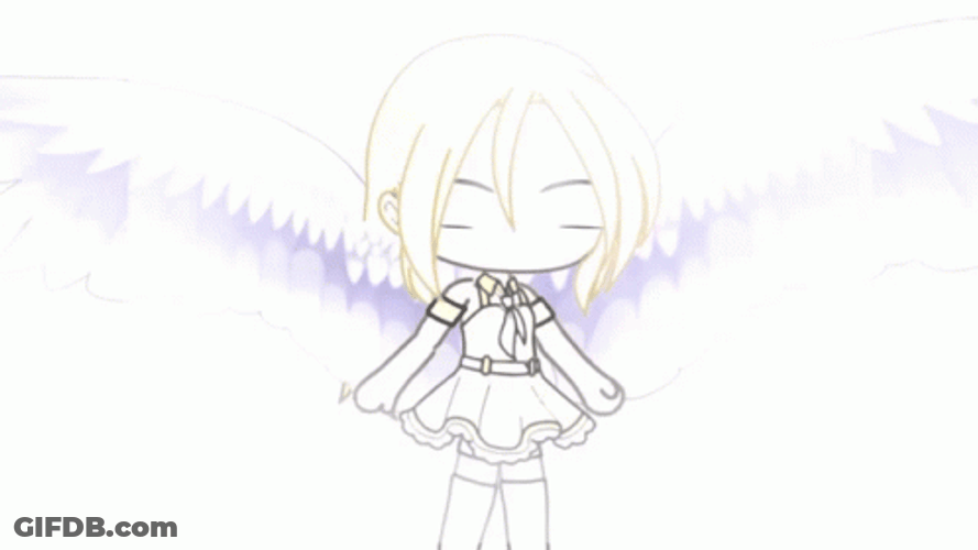 Crying Gacha Summoning White Feathers GIF