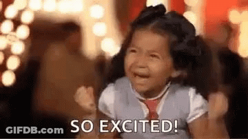 Crying Girl Raising Fist Saying So Excited GIF