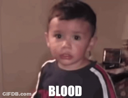 Crying Little Boy Blood Shirt GIF