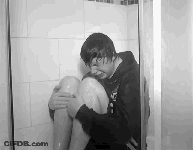Crying Man In Shower Sad Depressed GIF