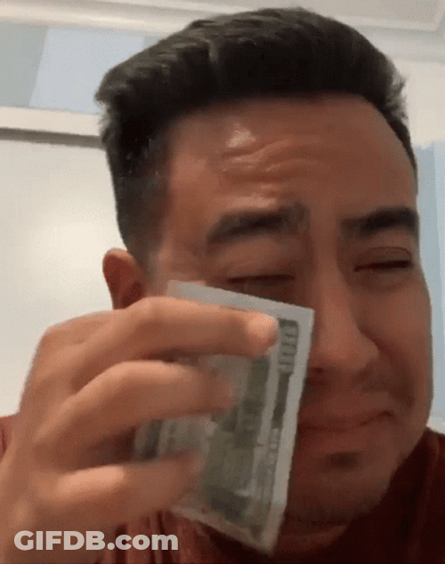 Crying Man Wiping Tears With Money GIF
