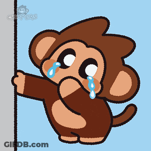 Crying Monkey Leaning Against Wall Saying Chippers GIF