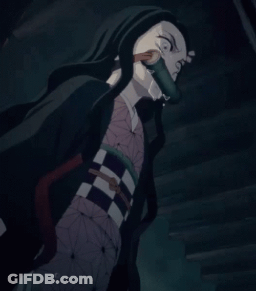 Crying Nezuko Fighting GIF