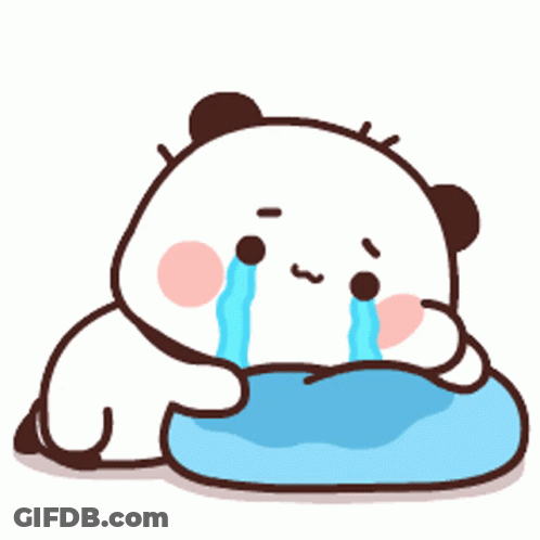 Crying Panda Bear On Blue Pillow GIF