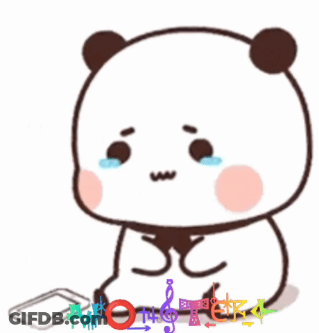 Crying Panda Bear Sitting Next To Phone GIF