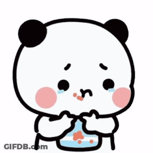 Crying Panda Holding Water Bottle GIF
