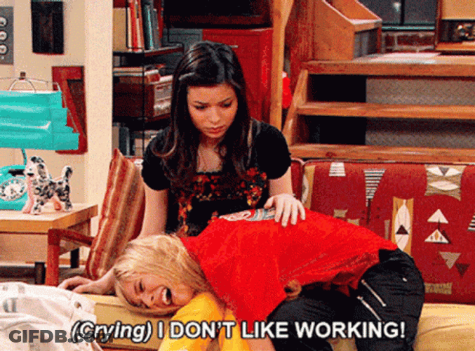 Crying Sam Puckett Don't Like Working GIF