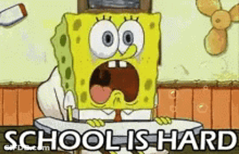 Crying Spongebob School Is Hard GIF