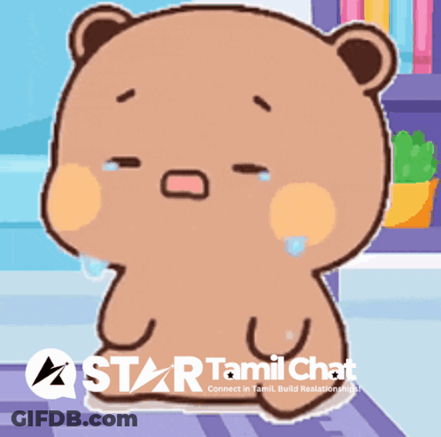 Crying Teddy Bear With Star Tamil Chat GIF