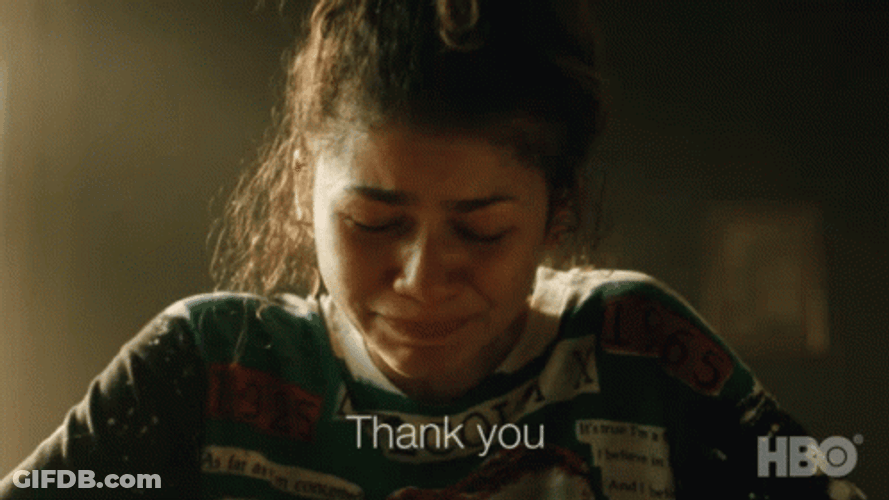 Crying Thank You Zendaya Euphoria GIF
