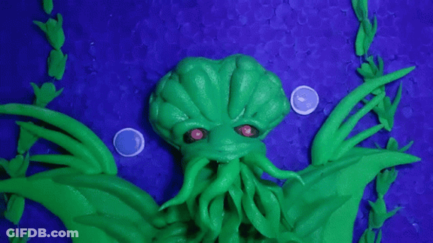 Cthulhu Green Creature Motion Art GIF