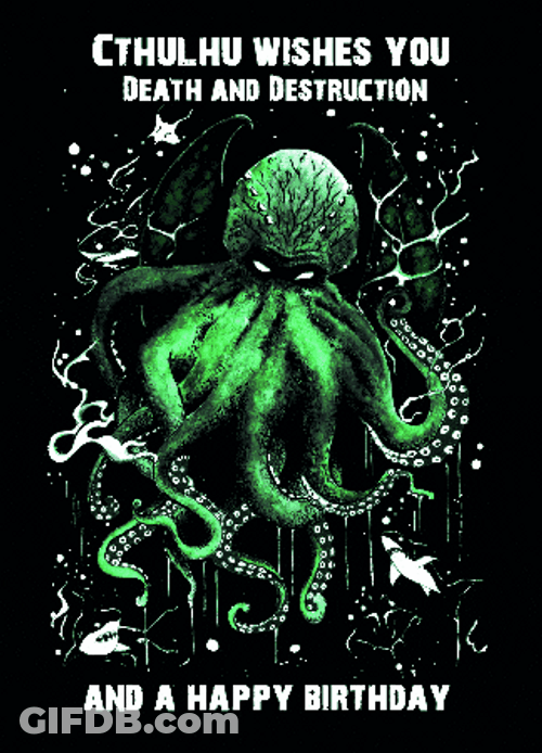Cthulhu Happy Birthday Graphics Design GIF