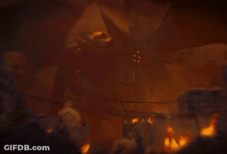 Cthulhu Silhouette Glimmering Lightning Strike GIF