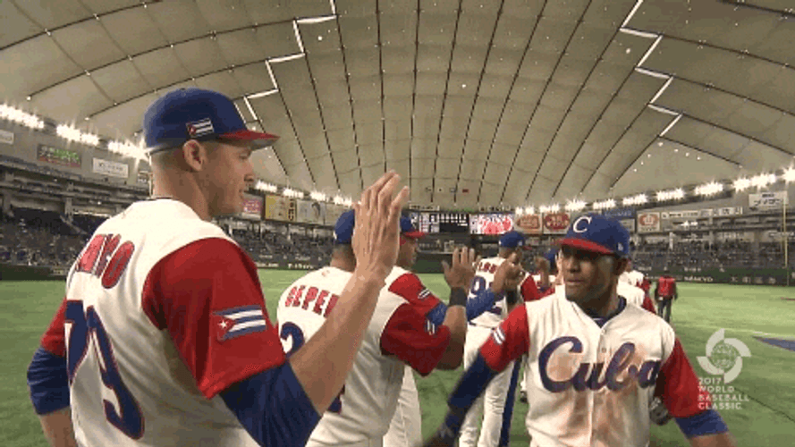 Cuba Baseball High Five GIF