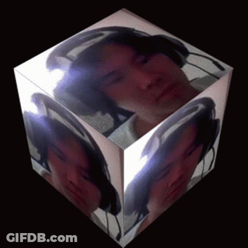 Cube With Man Wearing Headphones GIF