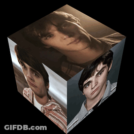 Cube With Three Pictures Of Young Man GIF