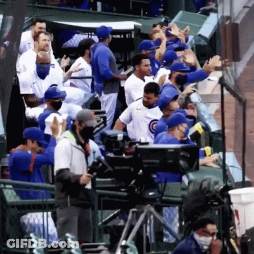 Cubs Baseball Players Sitting GIF